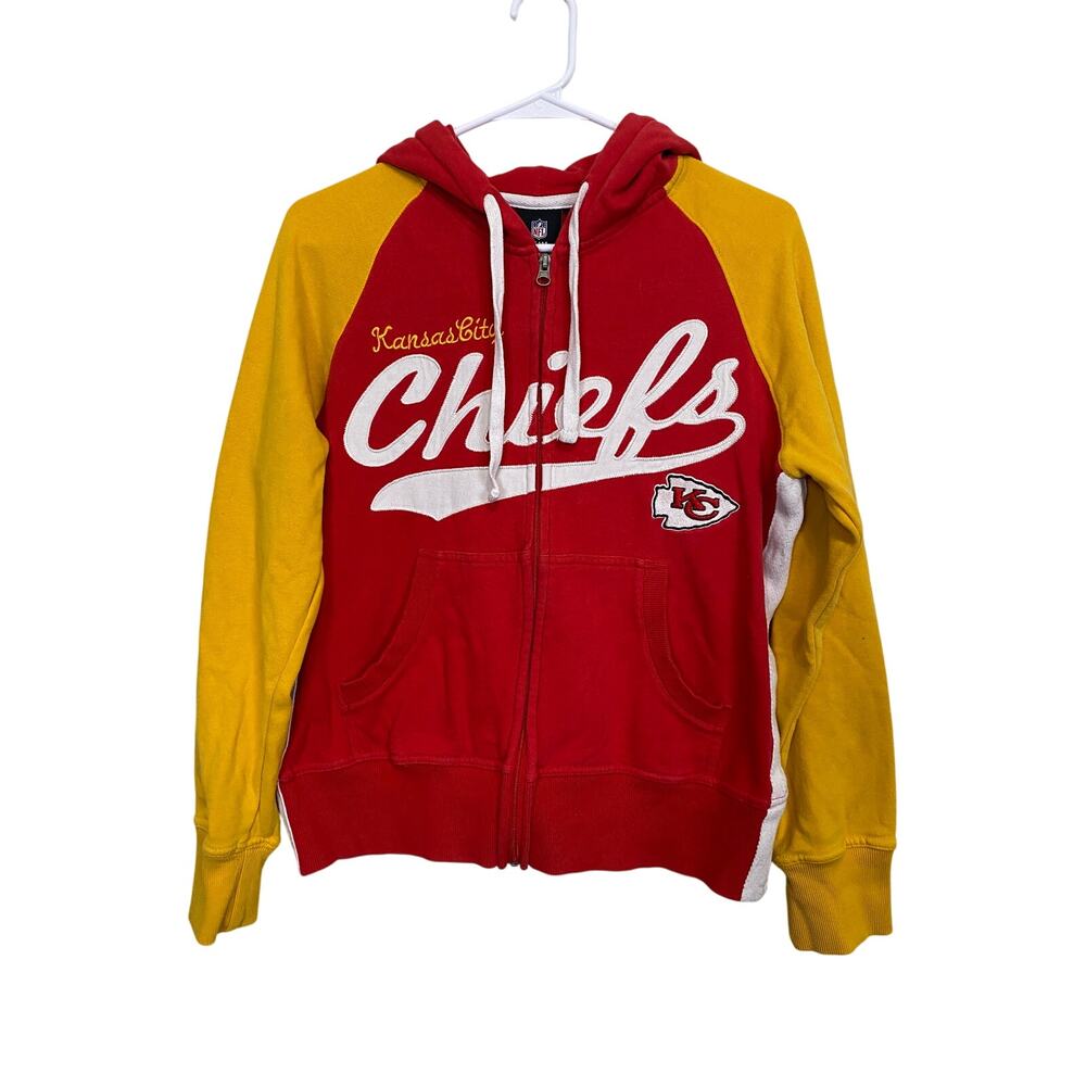 NFL Team Apparel Chiefs KC Zip Up Hooded Jacket Women LG